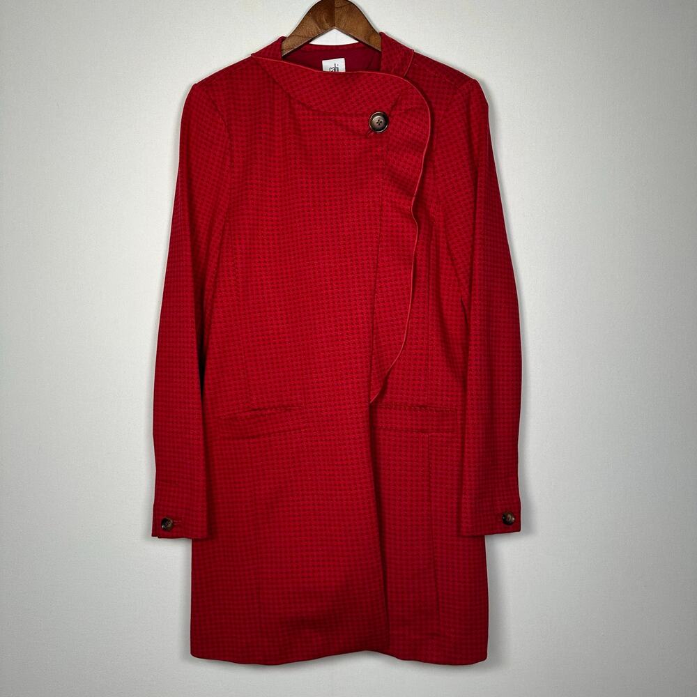 Cabi Red Houndstooth Trench Coat